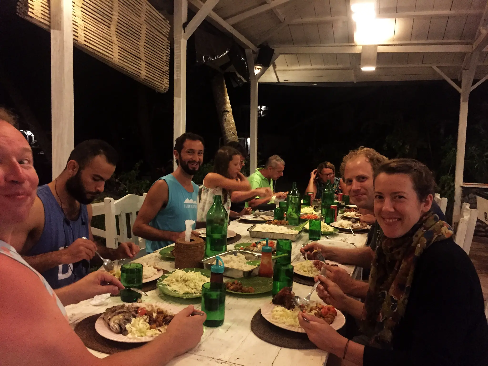 guests and family at the long dinner table