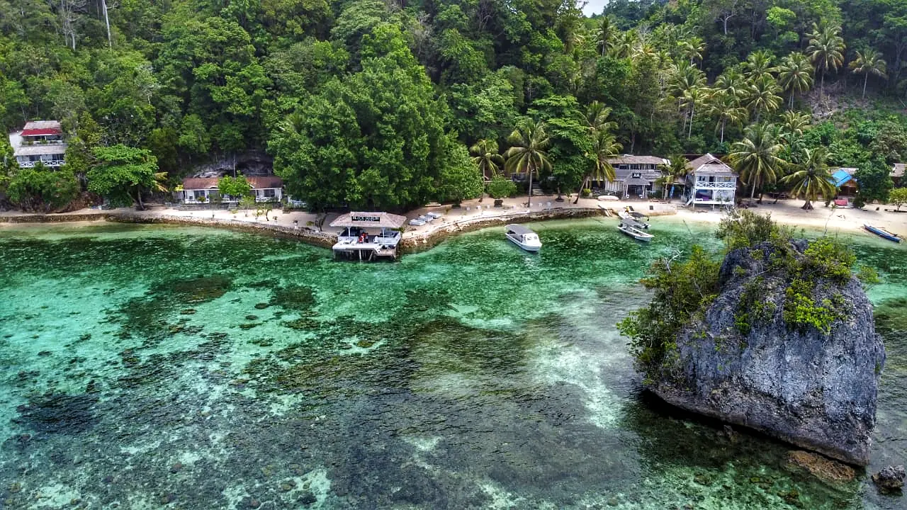 aerial view of the Black Marlin cove on Kadidiri